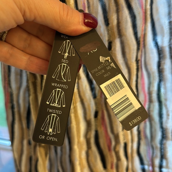 Nic+Zoe Open Front Cardigan Linen Blend Pink Black Sweater $138 NWT Large - Picture 6 of 13